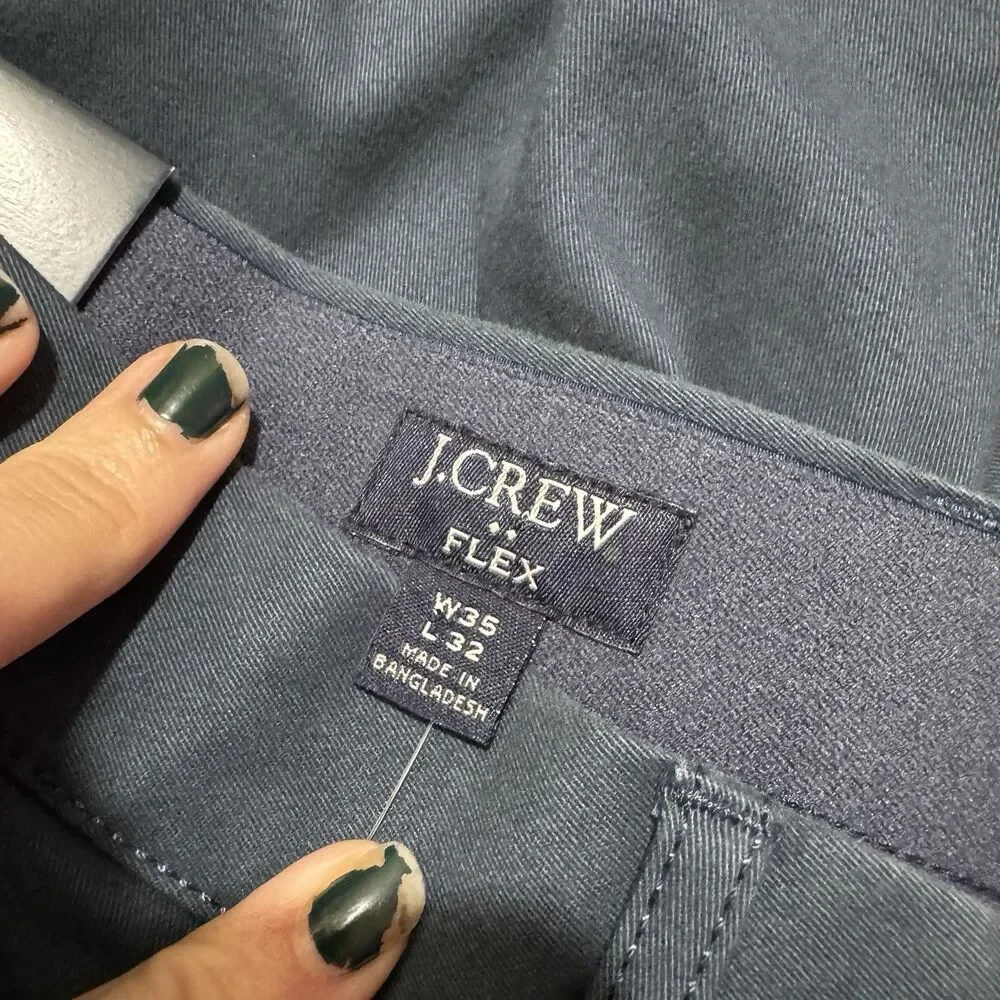 NWT J.CREW Flex TruTemp 365 Men's 35x32 Slim Fit Chino Pants Blue Casual Golf